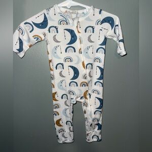 Larkspur Moon and Rainbow Print Kids Zip Romper